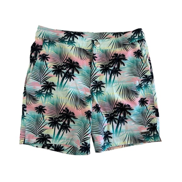 Argyle Grant Men Palm Tree Lined Swim Trunks Sz 30 - Picture 1 of 5